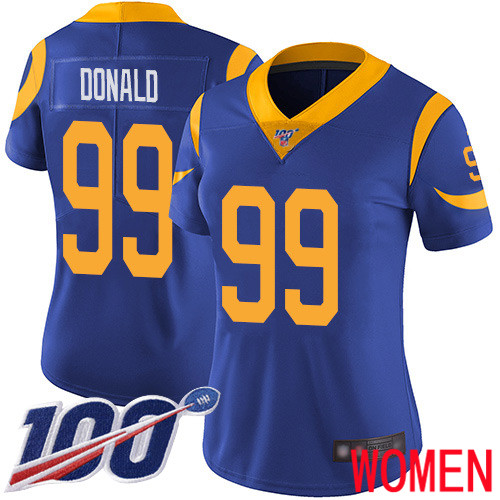 Los Angeles Rams Limited Royal Blue Women Aaron Donald Alternate Jersey NFL Football #99 100th Season Vapor Untouchable->los angeles rams->NFL Jersey